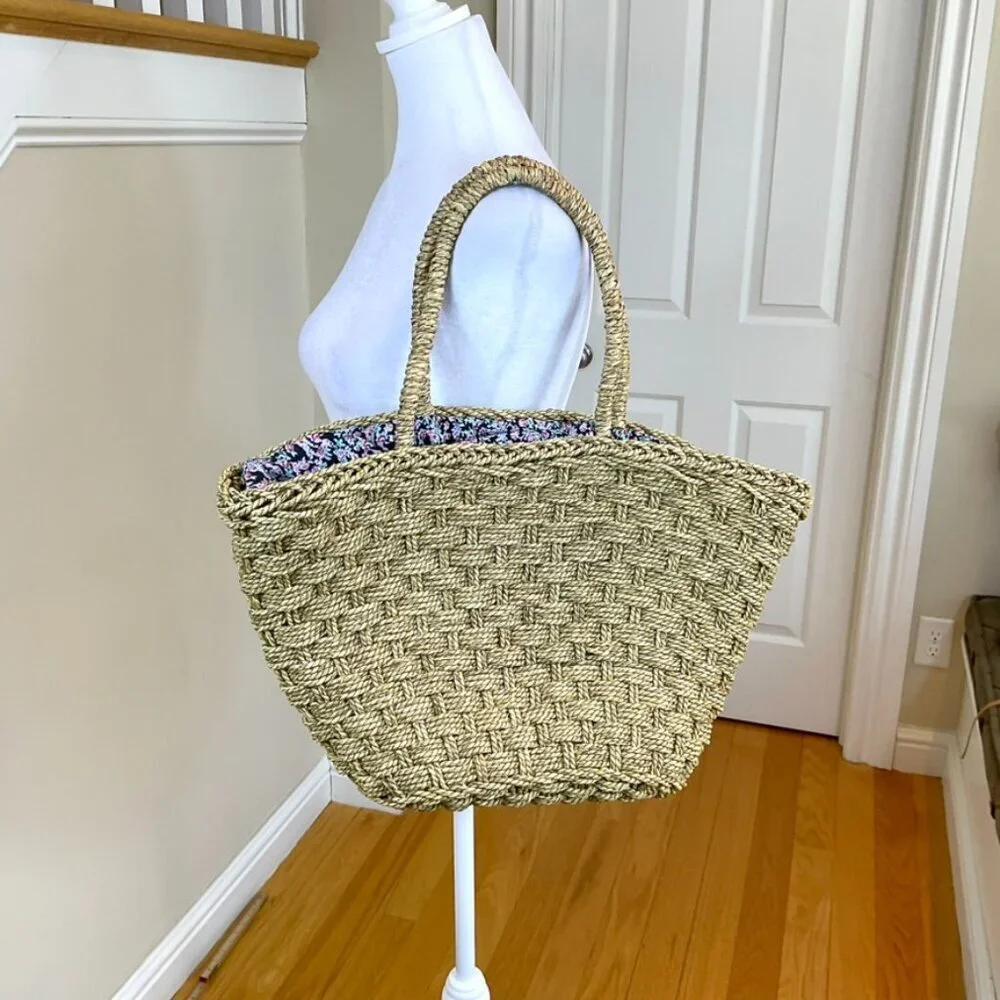 C&C California Shoulder Bag Raffia Floral Drawstring Liner (OS)